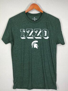 Michigan State Spartans MSU IZZO T Shirt Adult's Small Green Crew Mitten State